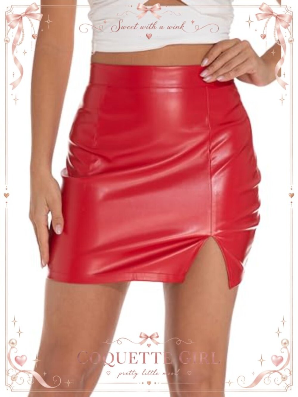 Faux Leather Mini Skirt High Waisted Stretchy Bodycon Women's